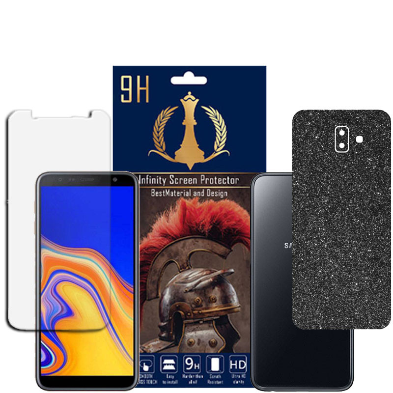 برچسب پوششی اینفینیتی مدل PRO MAX مناسب برای گوشی موبایل سامسونگ GALAXY J6 PLUS به همراه محافظ صفحه نمایش