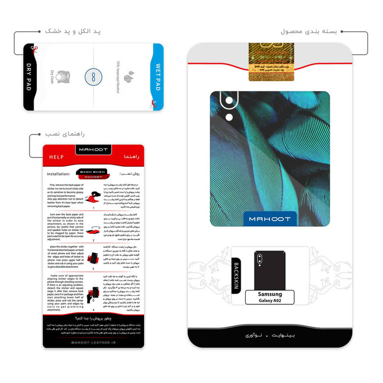 برچسب پوششی ماهوت مدل Green Feather مناسب برای گوشی موبایل سامسونگ Galaxy A02