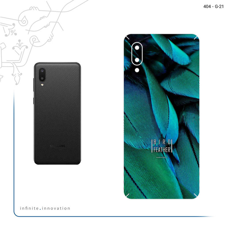 برچسب پوششی ماهوت مدل Green Feather مناسب برای گوشی موبایل سامسونگ Galaxy A02