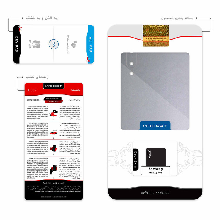 برچسب پوششی ماهوت مدل Matte-Silver مناسب برای گوشی موبایل سامسونگ Galaxy A02